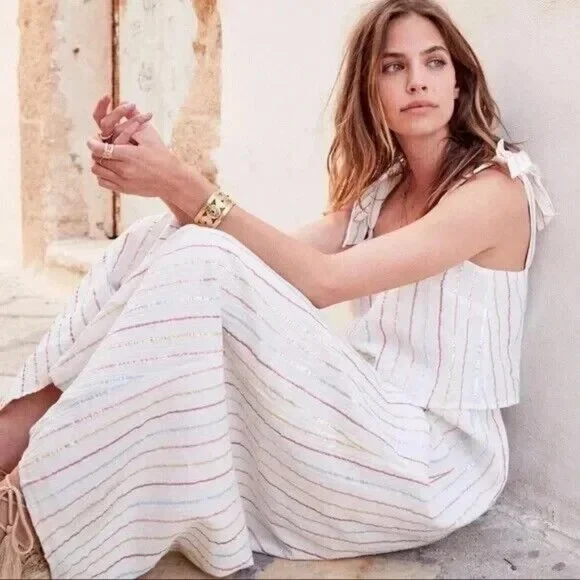 artisanal cream midi dress Kyra | Midi Dress | White Gauze - Boho Balloon Sleeve Gauze Cotton